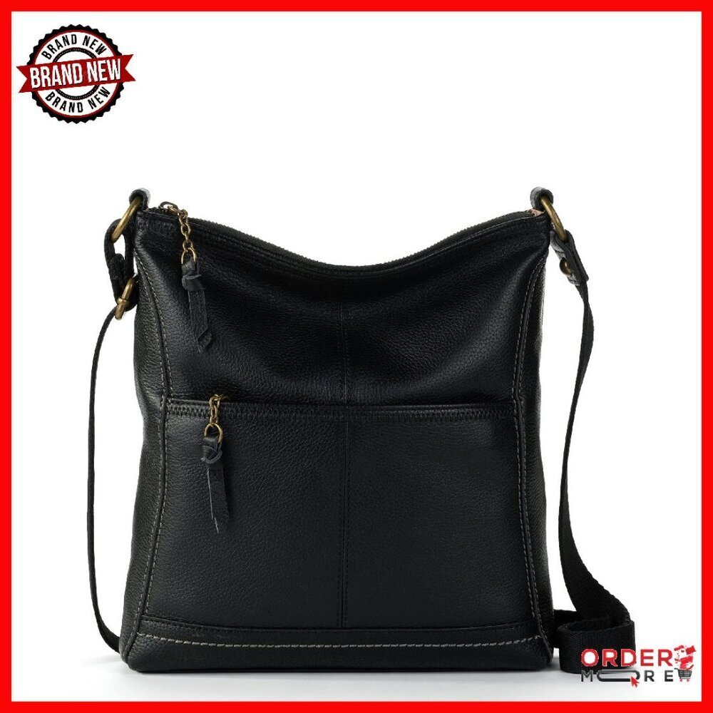 Leather Crossbody Bag Adjustable Strap Multiple Pockets 10x12